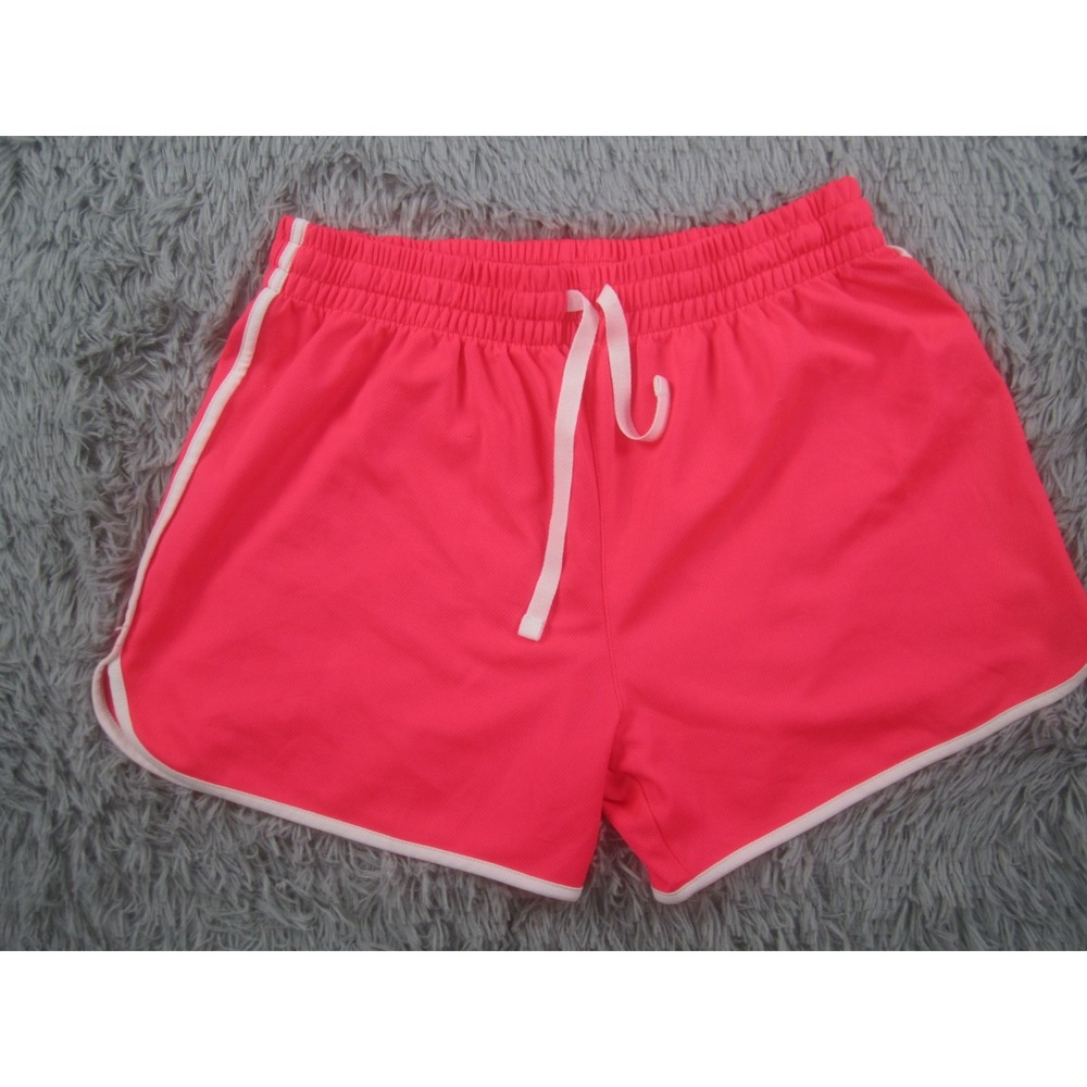 Womens 1X Pink Shorts Athletic Active Wear White Trim Pull On Zone Pro Polyester